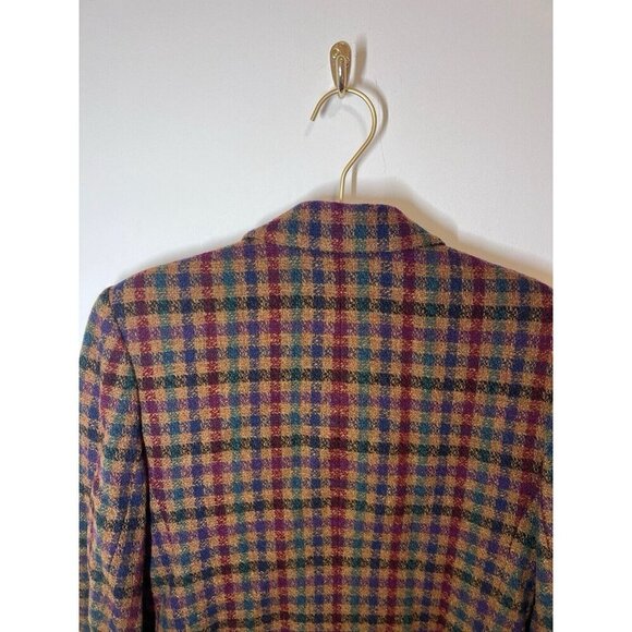 VTG Giorgio Sant'Angelo Plaid Wool Blazer Preppy Equestrian - Picture 10 of 12